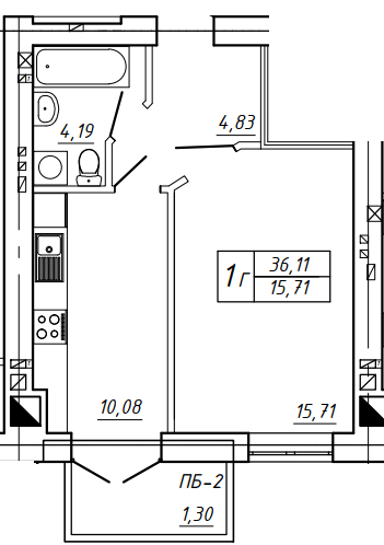 1-кімнатна 38.07 м² в БЖК Сім'я від 20 100 грн/м², Рівне