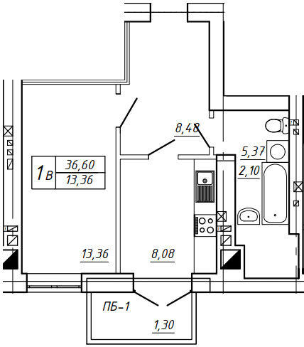 1-кімнатна 36.6 м² в БЖК Сім'я від 20 100 грн/м², Рівне