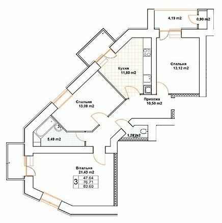 3-комнатная 83.6 м² в ЖК Богуслава от 18 000 грн/м², Тернополь