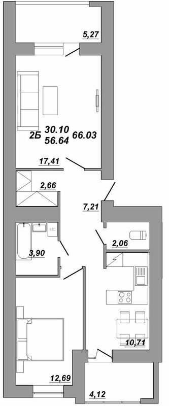 2-кімнатна 66.66 м² в ЖК Рідний Дім від 14 500 грн/м², Тернопіль