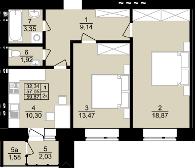 2-комнатная 59.87 м² в ЖК Уютный двор от 15 000 грн/м², Тернополь