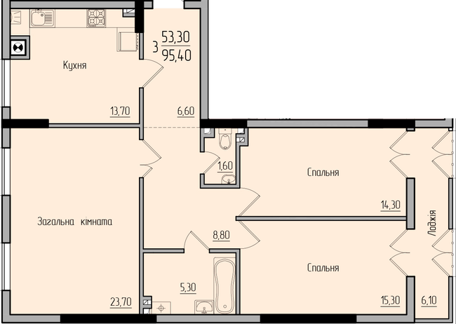 3-комнатная 95.4 м² в ЖК Comfort Hall от 15 600 грн/м², Черновцы