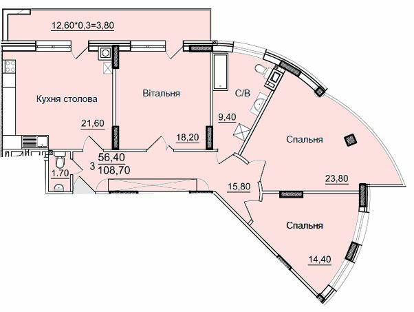 3-комнатная 108.7 м² в ЖК Буковинський от 19 800 грн/м², Черновцы