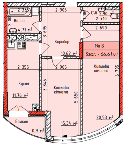 2-комнатная 66.61 м² в ЖК Европейский квартал от 29 700 грн/м², Черновцы