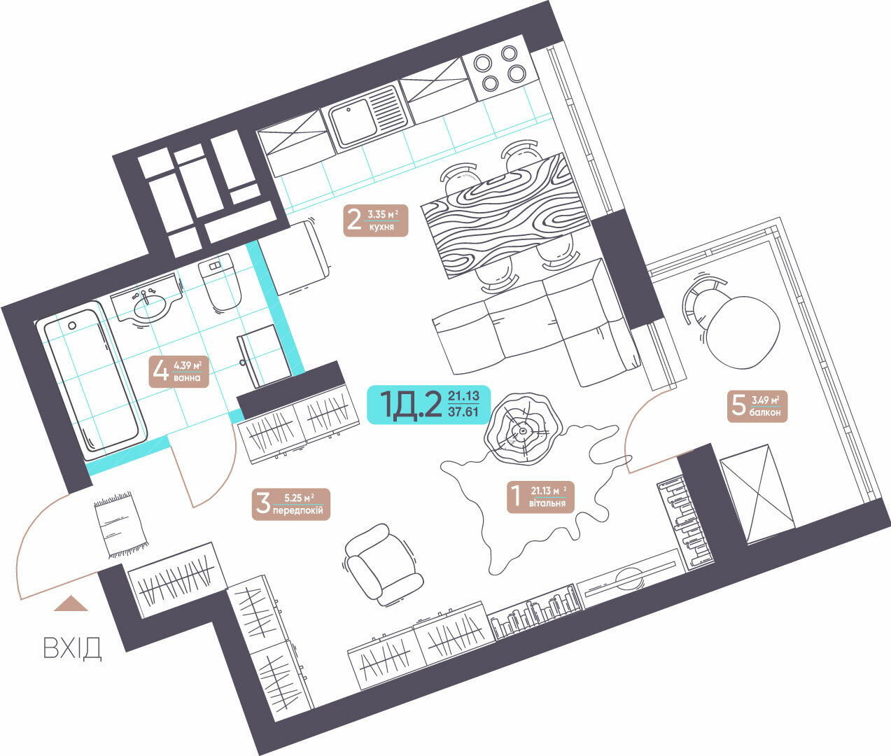 1-кімнатна 37.61 м² в ЖК Теремки від 44 940 грн/м², Київ