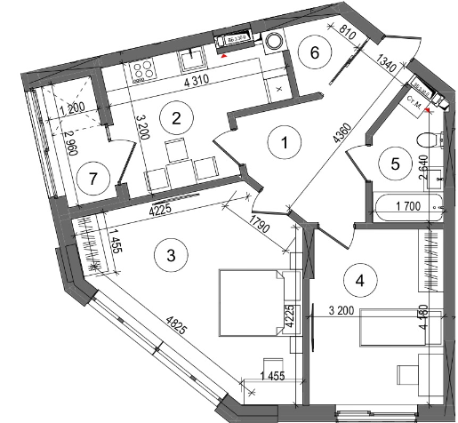 2-кімнатна 64.07 м² в ЖК Protsev від 23 200 грн/м², с. Проців