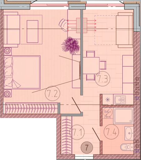 1-кімнатна 47.11 м² в ЖК Садовий від 20 400 грн/м², с. Хотянівка