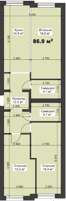 3-кімнатна 86.9 м² в ЖК Калиновий Квартал від 17 000 грн/м², смт Калинівка