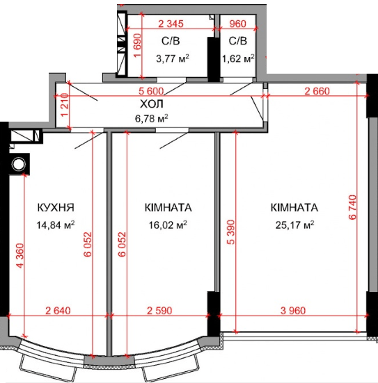 2-комнатная 68.2 м² в ЖК Royal Park от 32 100 грн/м², г. Ирпень