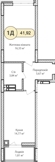 1-кімнатна 41.92 м² в ЖК Синергія Сіті від 26 000 грн/м², м. Ірпінь