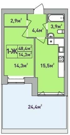 1-комнатная 48.4 м² в ЖК Центральный-Премиум от 30 800 грн/м², г. Ирпень
