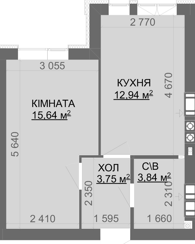 1-кімнатна 36.17 м² в ЖК Найкращий квартал-2 від 26 200 грн/м², смт Гостомель