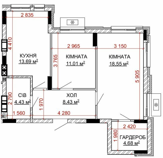 2-кімнатна 60.79 м² в ЖК Найкращий квартал-2 від 23 400 грн/м², смт Гостомель