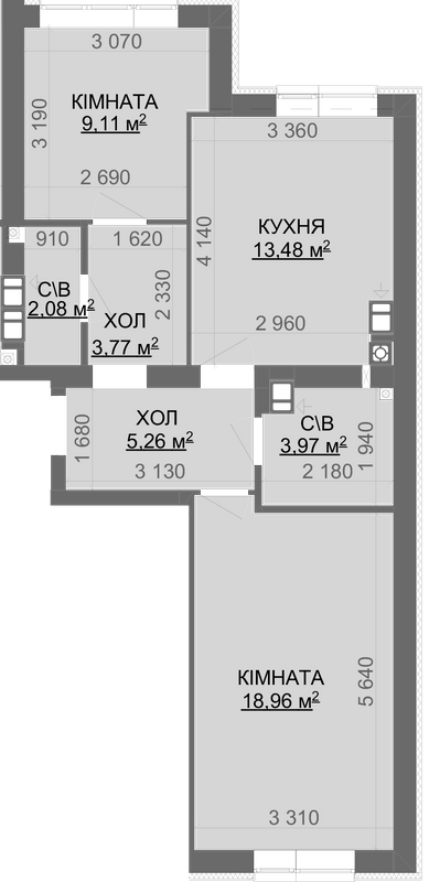 2-комнатная 56.63 м² в ЖК Найкращий квартал-2 от 23 400 грн/м², пгт Гостомель