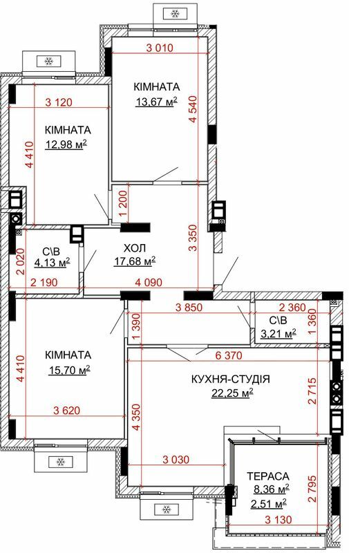 3-кімнатна 92.13 м² в ЖК Найкращий квартал-2 від 31 500 грн/м², смт Гостомель
