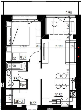 1-комнатная 42.36 м² в ЖК Гостомельские Липки-5 от 18 500 грн/м², пгт Гостомель