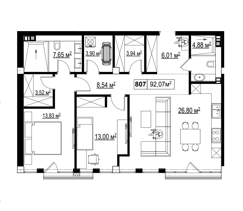 3-комнатная 92.07 м² в КК Chateau Grand от 60 001 грн/м², Одесса