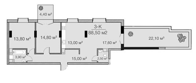 3-комнатная 88.5 м² в ЖК Concept House Futurium от 46 300 грн/м², Харьков