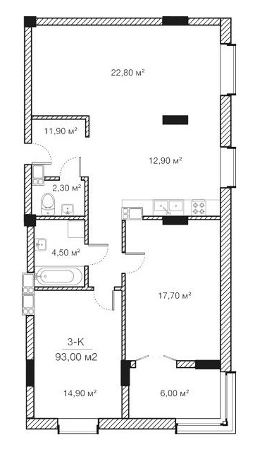 3-кімнатна 93 м² в ЖК Concept House Futurium від 46 300 грн/м², Харків