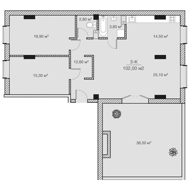 3-комнатная 102 м² в ЖК Concept House Futurium от 46 300 грн/м², Харьков