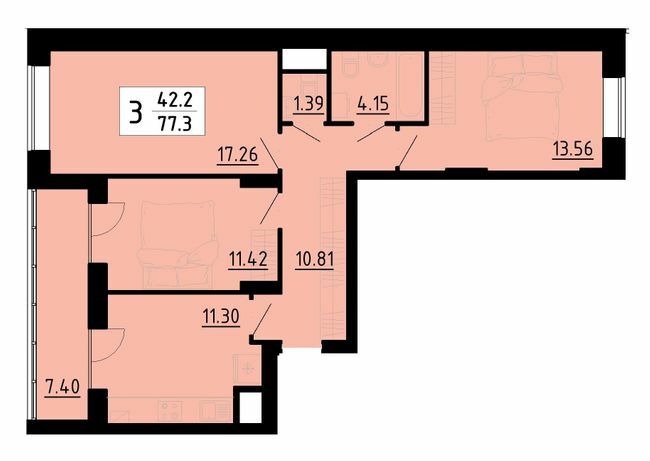 3-комнатная 77.3 м² в ЖК Энергия от 21 700 грн/м², Тернополь