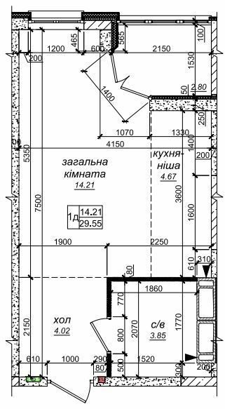 1-комнатная 29.55 м² в ЖК Одесский бульвар от 29 000 грн/м², с. Новоселки