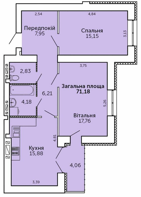 2-кімнатна 71.18 м² в ЖК Levanevsky від 18 950 грн/м², Миколаїв