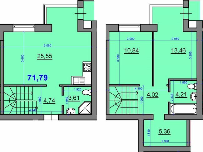 Дворівнева 71.79 м² в ЖК Затишний квартал від 30 900 грн/м², с. Софіївська Борщагівка