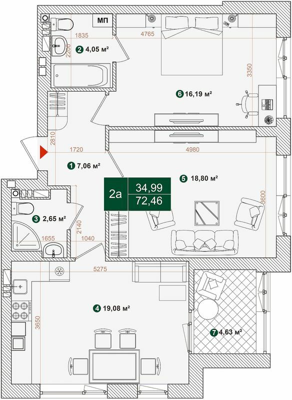 2-комнатная 72.46 м² в ЖК Forest Park от 28 000 грн/м², Киев