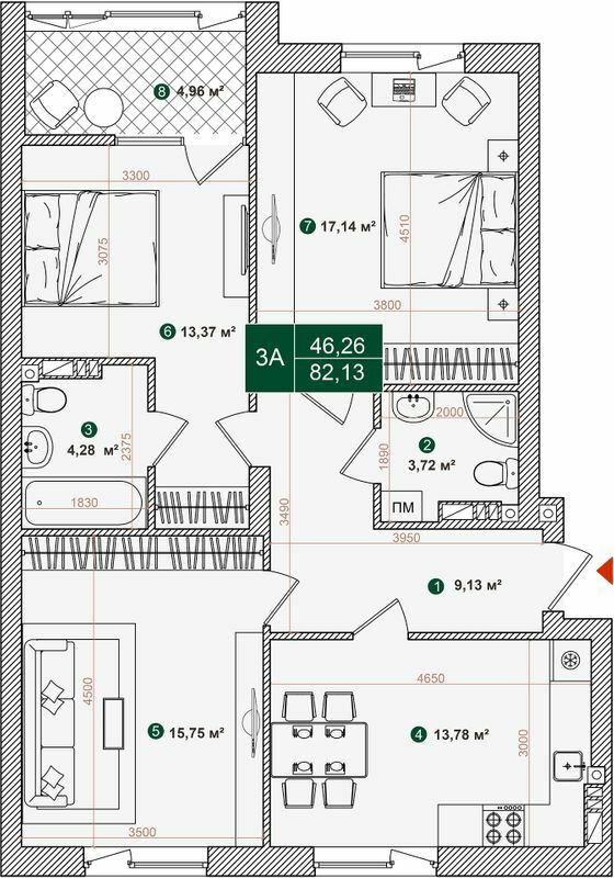 3-комнатная 82.13 м² в ЖК Forest Park от 27 000 грн/м², Киев