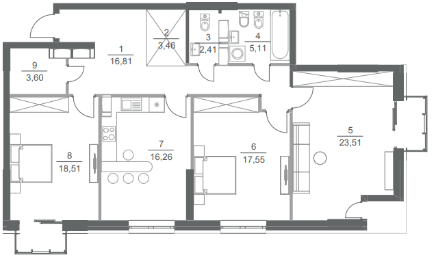 3-кімнатна 107.4 м² в ЖК Greenville Park від 79 100 грн/м², Київ