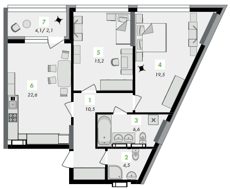 2-кімнатна 81 м² в ЖК Greenville на Печерську від 54 800 грн/м², Київ