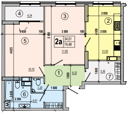 2-кімнатна 74.48 м² в ЖК Podil Plaza & Residence від 60 000 грн/м², Київ