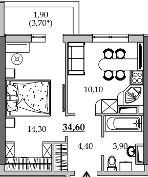 1-кімнатна 35.2 м² в Мкрн Таїровські сади від 22 274 грн/м², с. Лиманка