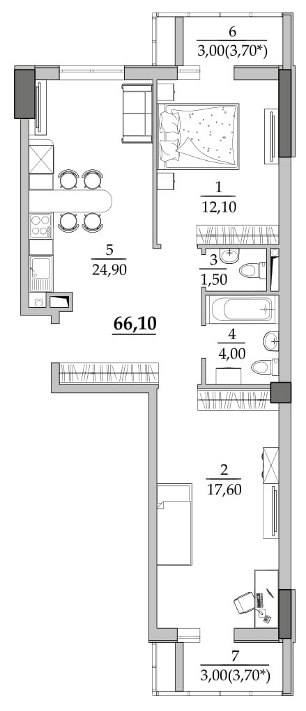 2-кімнатна 63.7 м² в Мкрн Таїровські сади від 22 199 грн/м², с. Лиманка