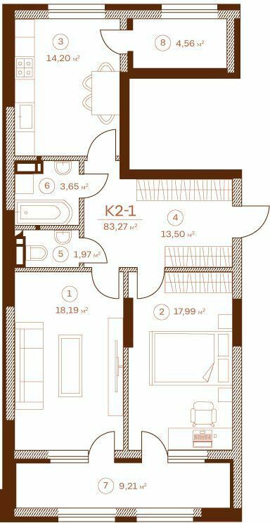 2-комнатная 83.27 м² в ЖК Stanford от 79 350 грн/м², Киев