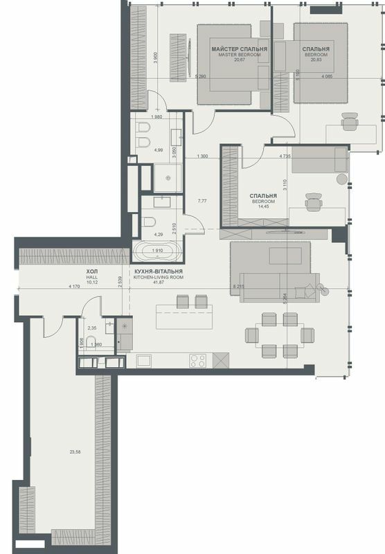 3-комнатная 150.92 м² в ЖК TRIIINITY от 138 050 грн/м², Киев