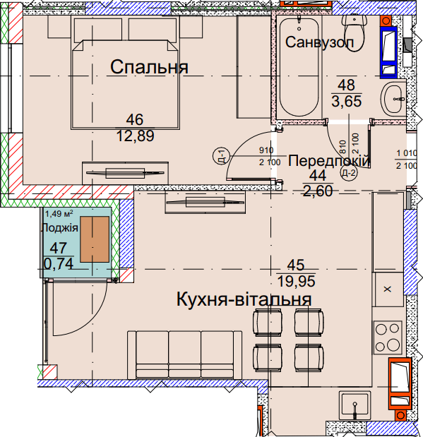 1-комнатная 39.83 м² в ЖК Метрополия-2 от 40 500 грн/м², Киев