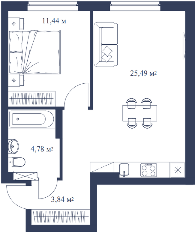 1-кімнатна 45.55 м² в ЖК Метрополія-2 від 40 500 грн/м², Київ