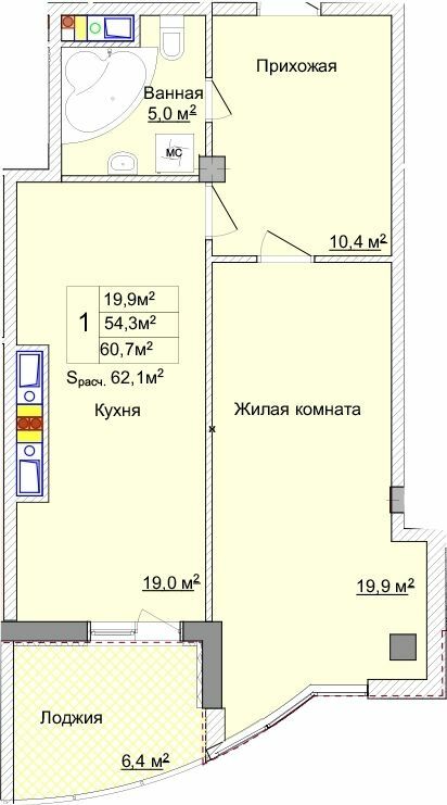 1-кімнатна 60.7 м² в ЖК Aqua Marine від 28 800 грн/м², Одеса