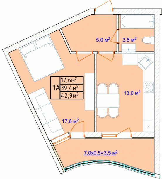 1-комнатная 41.2 м² в ЖК Aqua Marine от 26 208 грн/м², Одесса