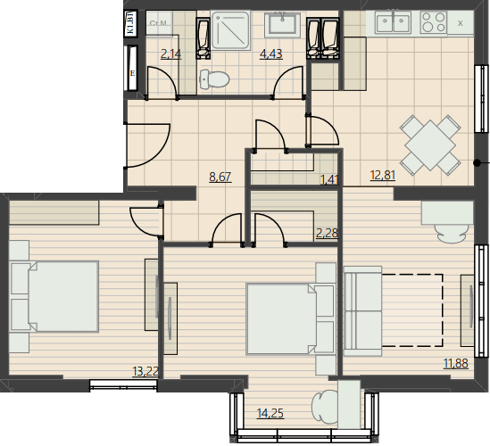 2-комнатная 71.09 м² в ЖК Парк Хиллс (Молодежная инициатива) от 27 150 грн/м², Киев