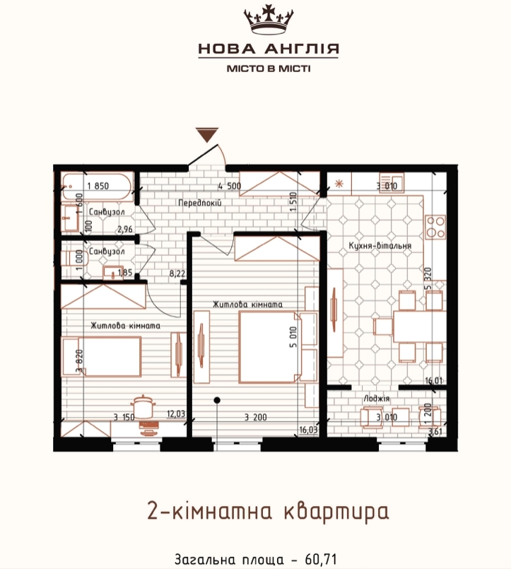 2-комнатная 60 м² в ЖК Новая Англия от 57 000 грн/м², Киев