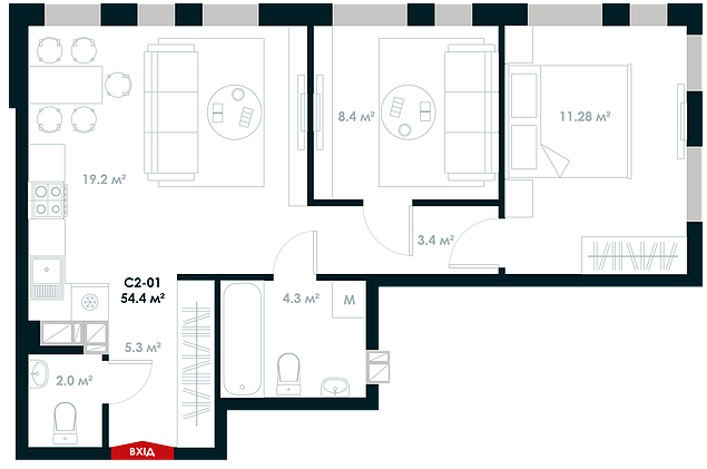 2-кімнатна 54.4 м² в ЖК Atria City.Teremky від 44 500 грн/м², смт Чабани