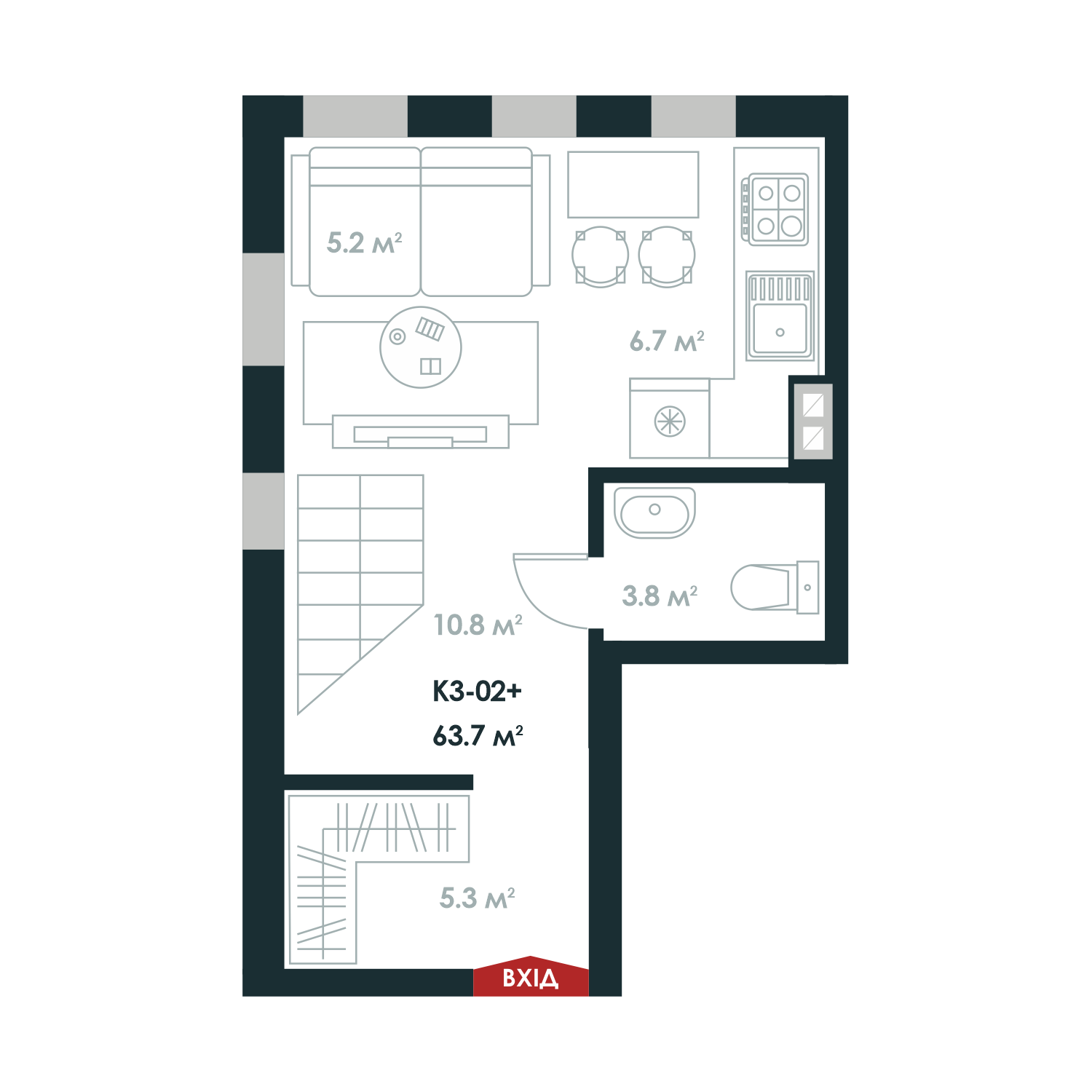 Двухуровневая 63.7 м² в ЖК Atria City.Teremky от 32 000 грн/м², пгт Чабаны