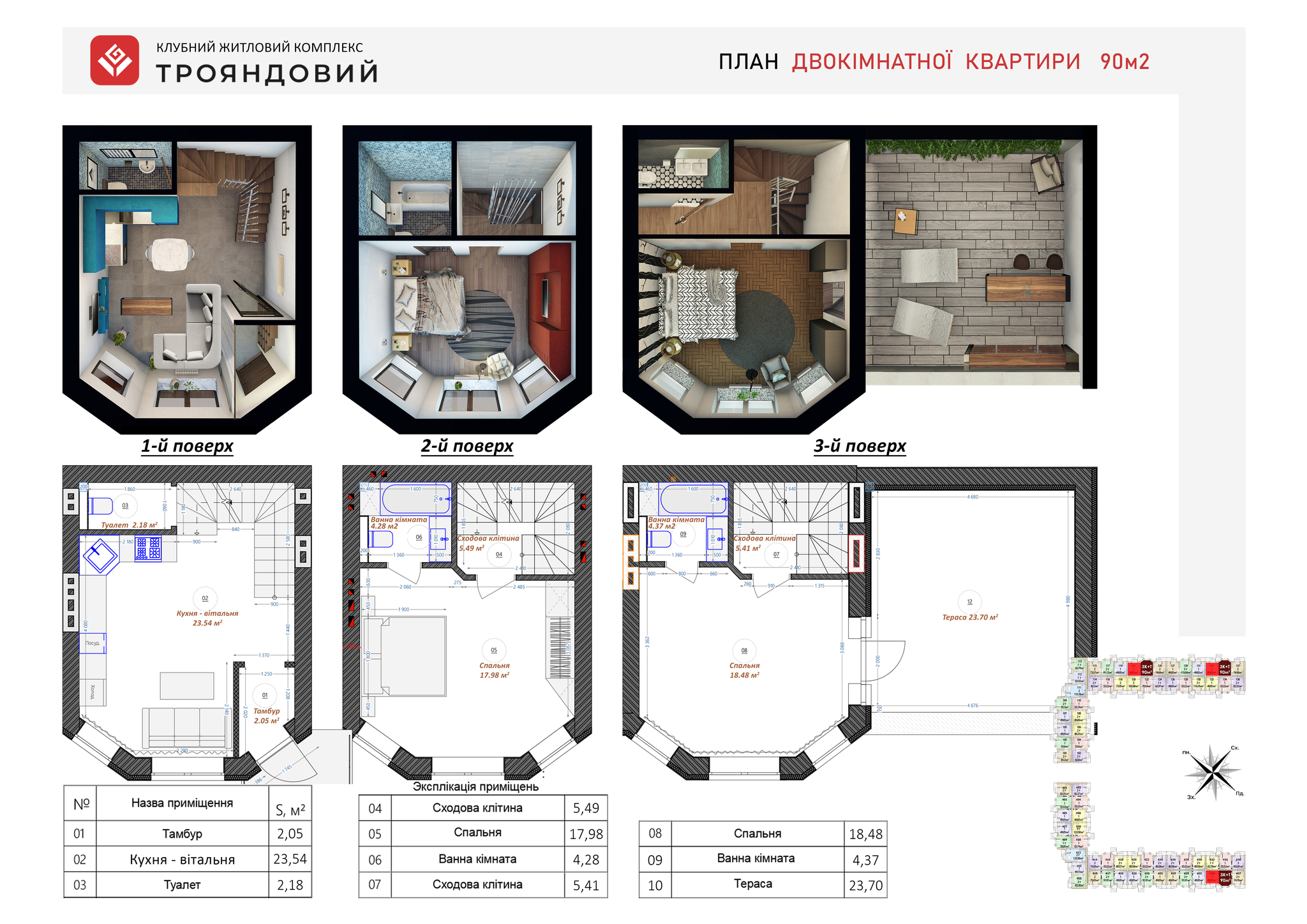 Двухуровневая 91 м² в ЖК Трояндовый от 30 000 грн/м², г. Бровары