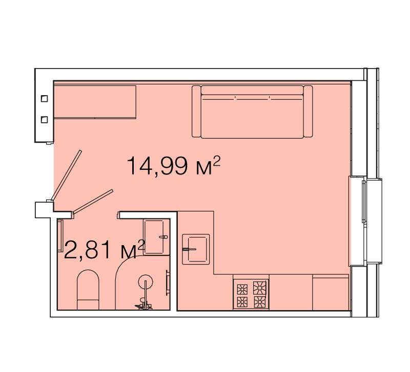 1-кімнатна 17.8 м² в ЖК Smart House від 82 000 грн/м², Львів