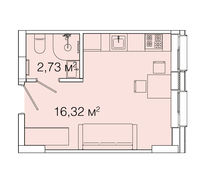 1-комнатная 19.05 м² в ЖК Smart House от 85 570 грн/м², Львов