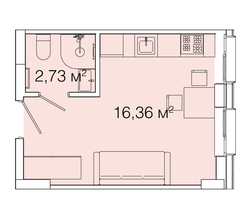 1-кімнатна 19.09 м² в ЖК Smart House від 2 150 грн/м², Львів