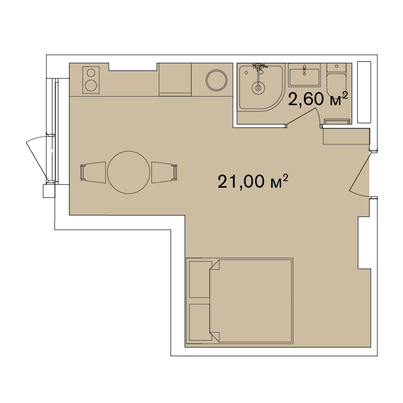 1-комнатная 23.6 м² в Апарт-комплекс Smart Hill от 69 252 грн/м², г. Яремче